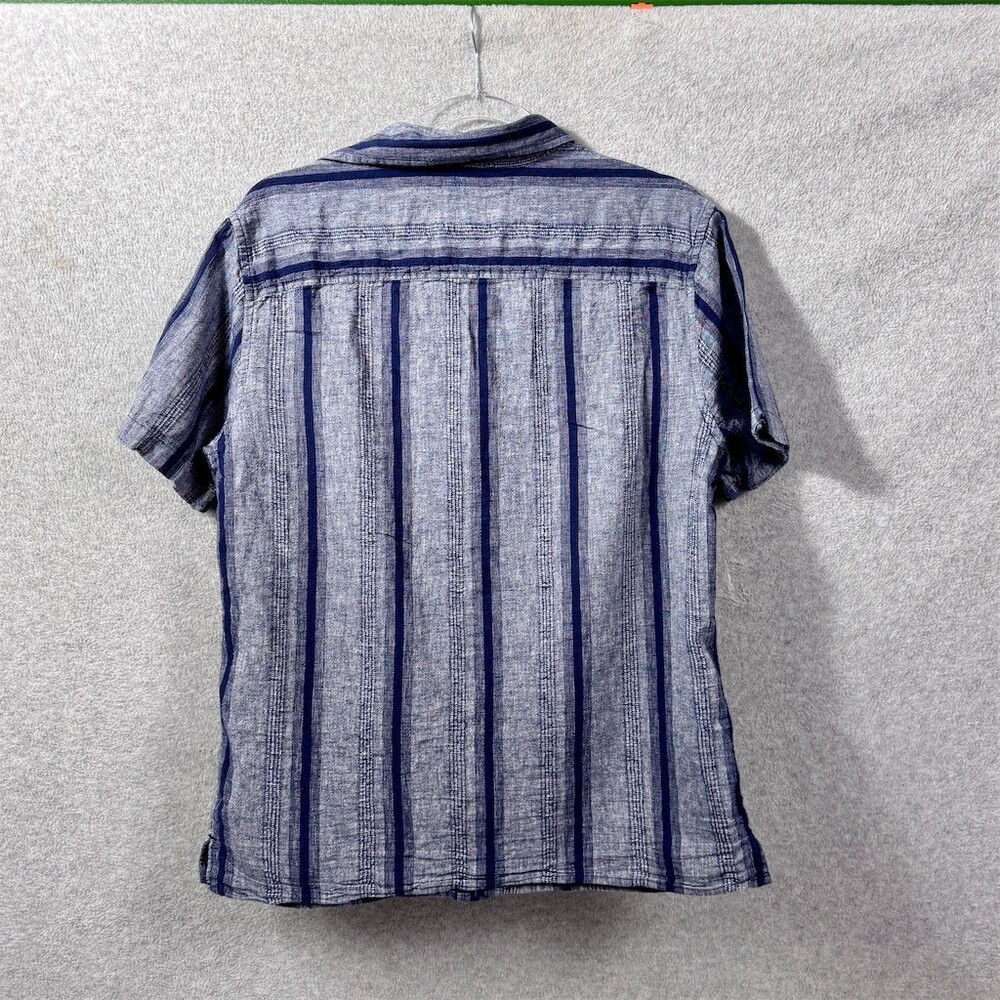 Goodfellow & Co Northward Linen Cotton Shirt Men's Size M Blue Striped - Picture 3 of 12